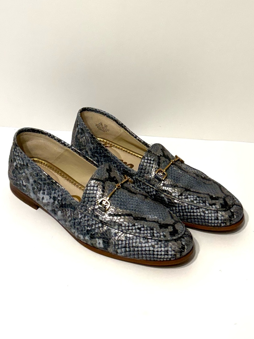 Ladies Sam Edelman Statement Blue Snakeskin Bit Loafers 9.5